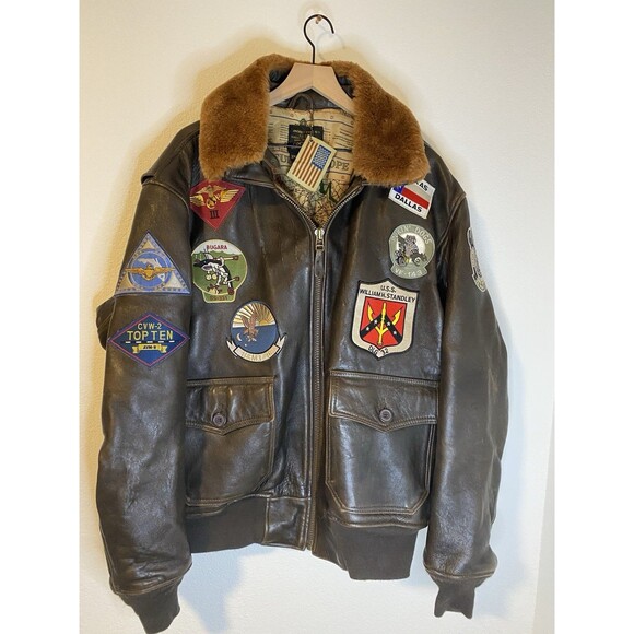 COCKPIT USA NAVY G-1 LEATHER JACKET BROWN MADE IN USA SIZE 3XL - Picture 7 of 11